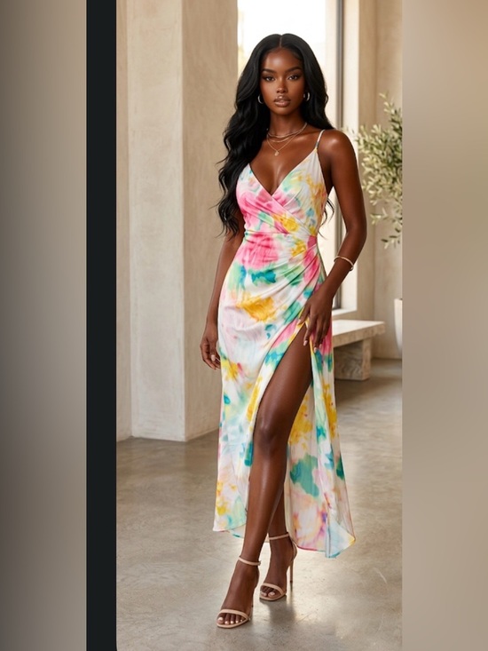 Zara Dresses & Skirts - Colorful Watercolor Maxi Dress